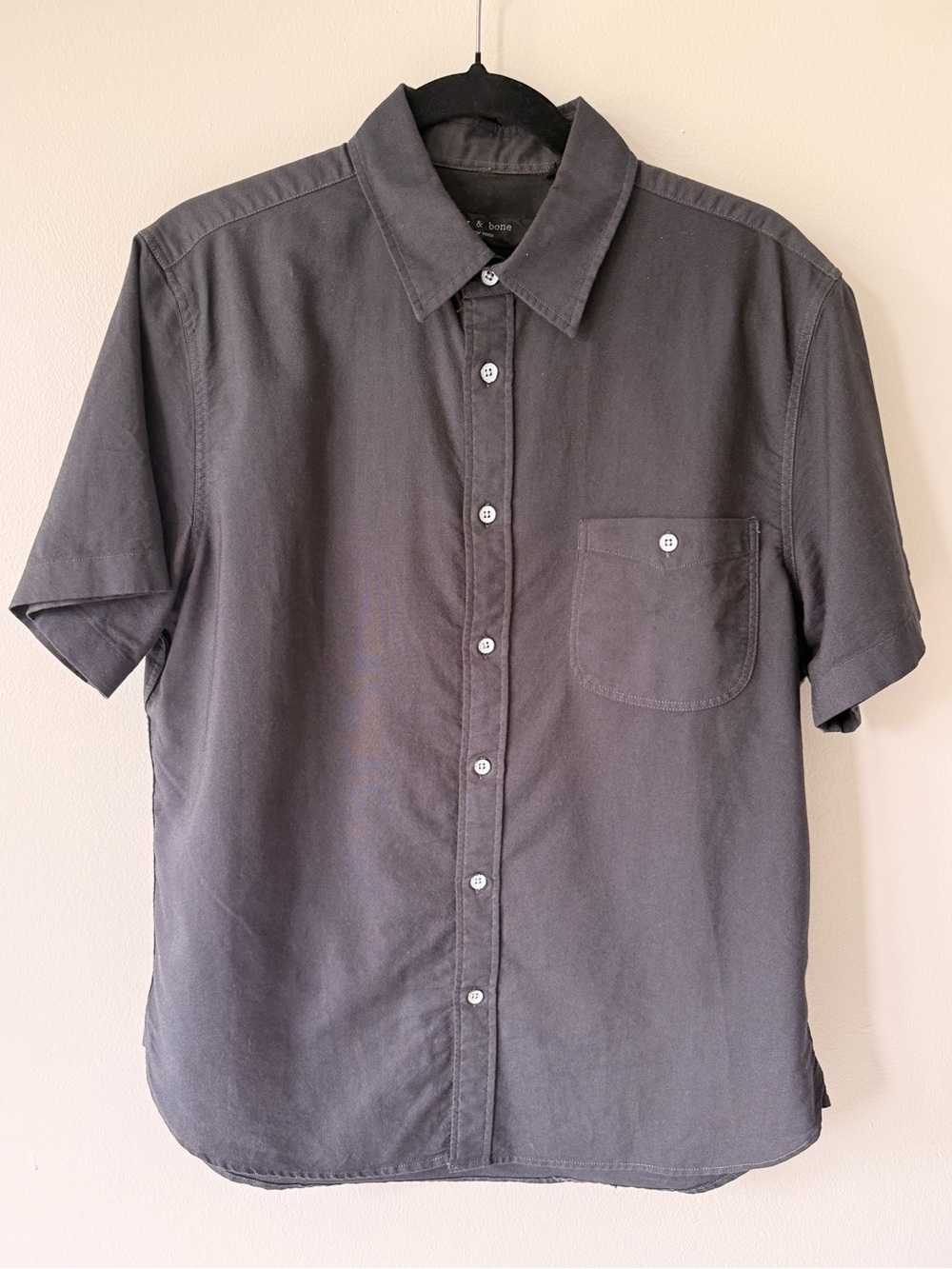Rag & Bone Short Sleeve Button Down - Black - Size Medium